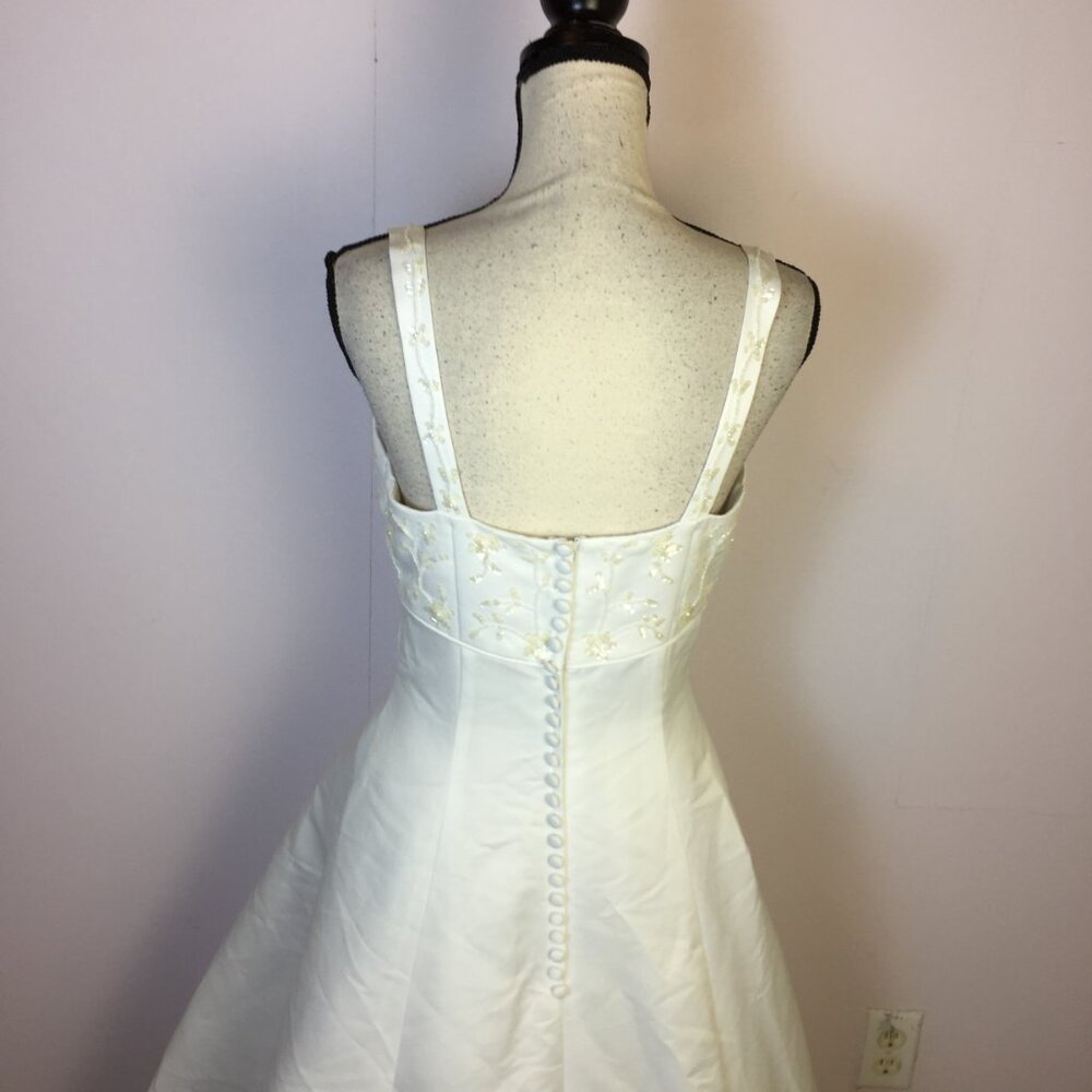 Oleg Cassini Wedding Dress Size 10 Womans White Beaded Sleeveless Ballgown Tulle - Picture 8 of 16